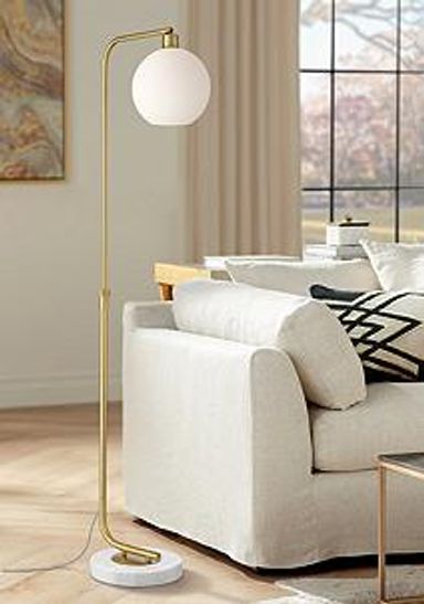 Possini Euro Casaba Adjustable Height Marble Base Chairside Arc Floor Lamp | www.lampsplus.com