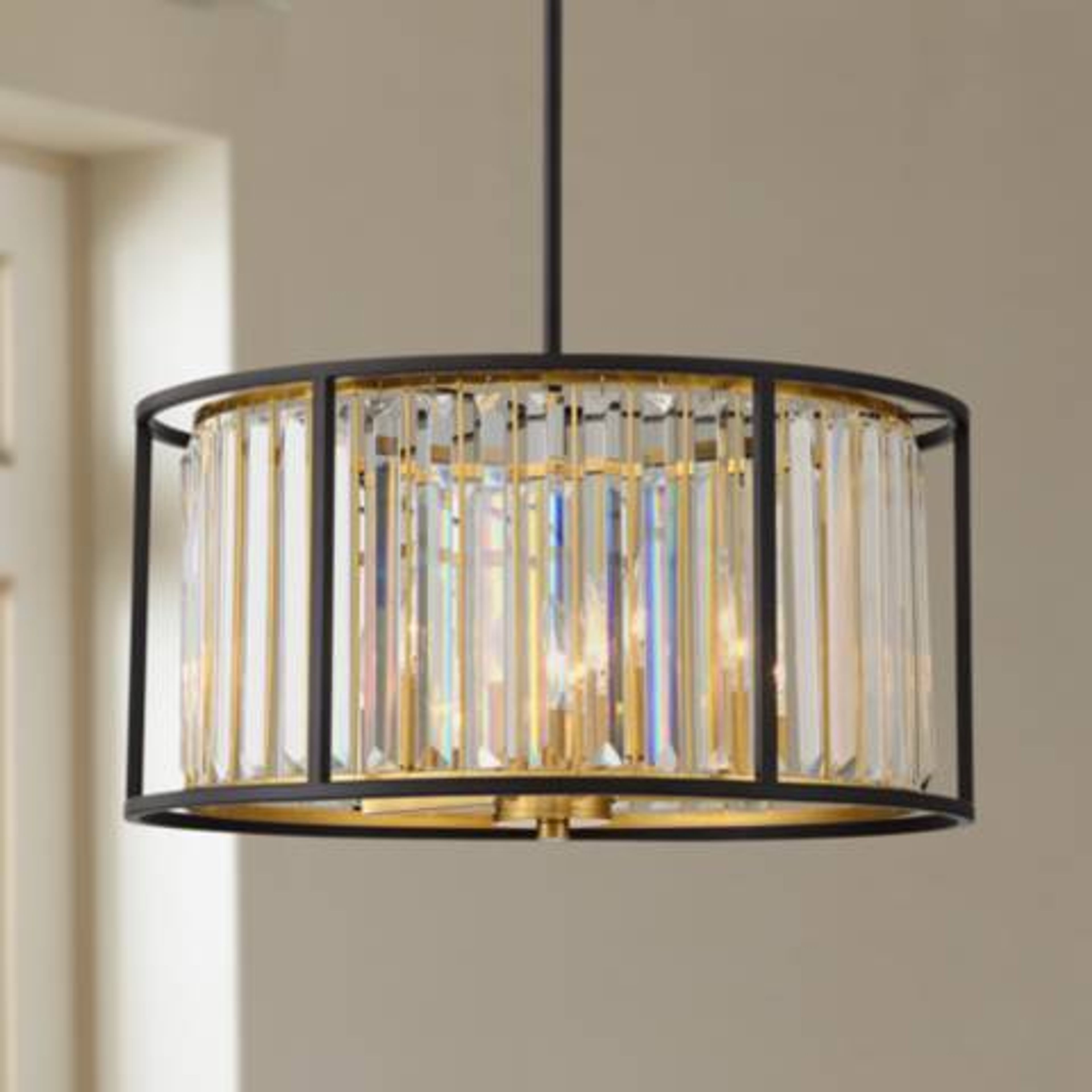 Milne 20" Crystal Drum Pendant Light - Bronze Gold Finish