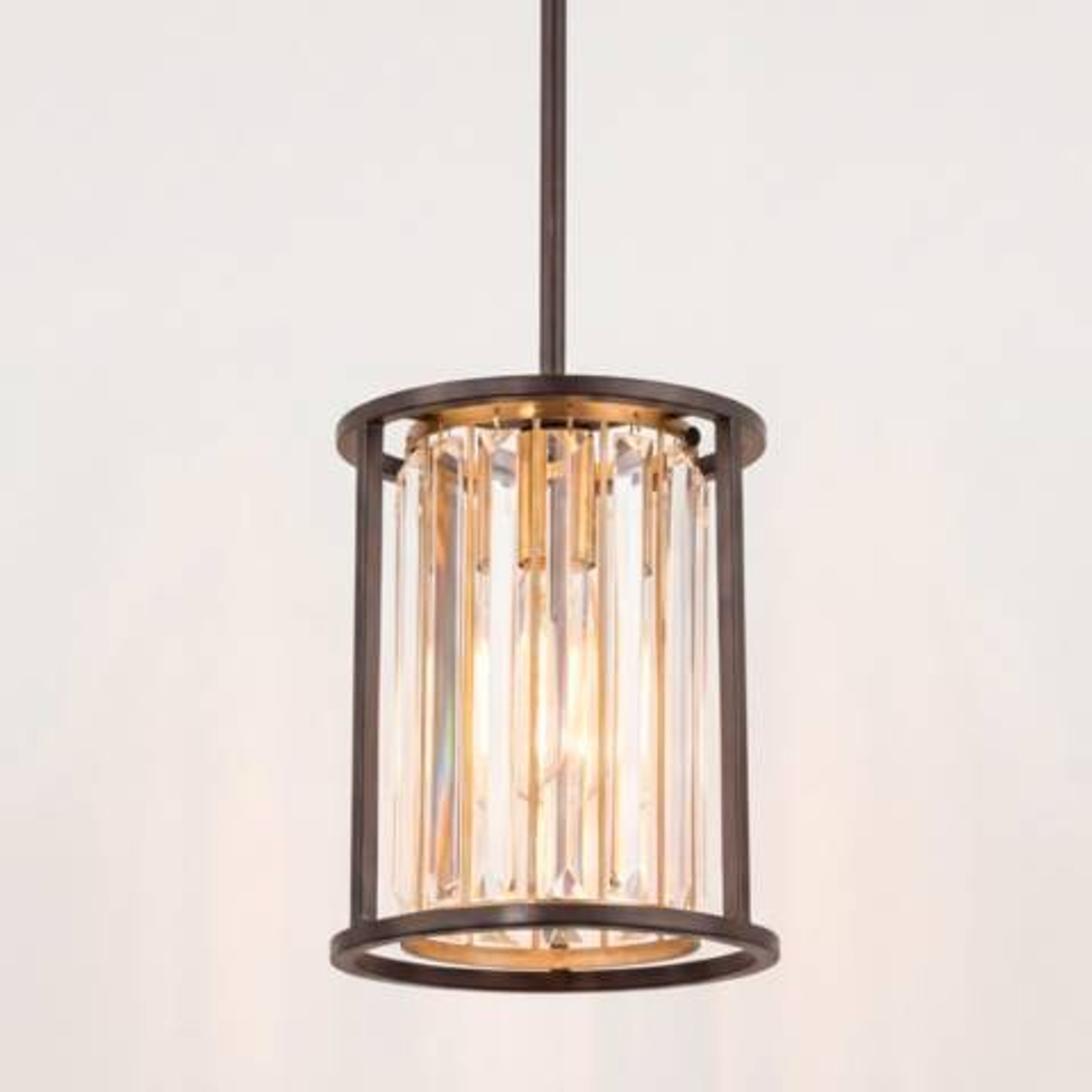 Milne 8" Bronze Gold Crystal Mini Pendant Light - Possini Euro