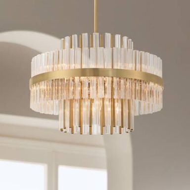 Possini Euro Jenna 20&quot; Wide 8-Light Soft Gold and Crystal Chandelier