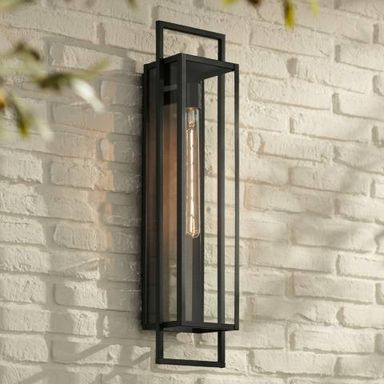 Possini Euro Jericho 28" High Black Modern Outdoor Wall Light - #693H1 | Lamps Plus