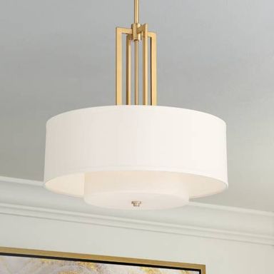 Possini Euro Sundry 24&quot; Wide Warm Antique Brass Drum Pendant Light