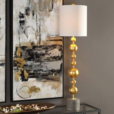 Uttermost Selim 39 1/2&quot; High Metallic Gold Stacked Spheres Buffet Lamp