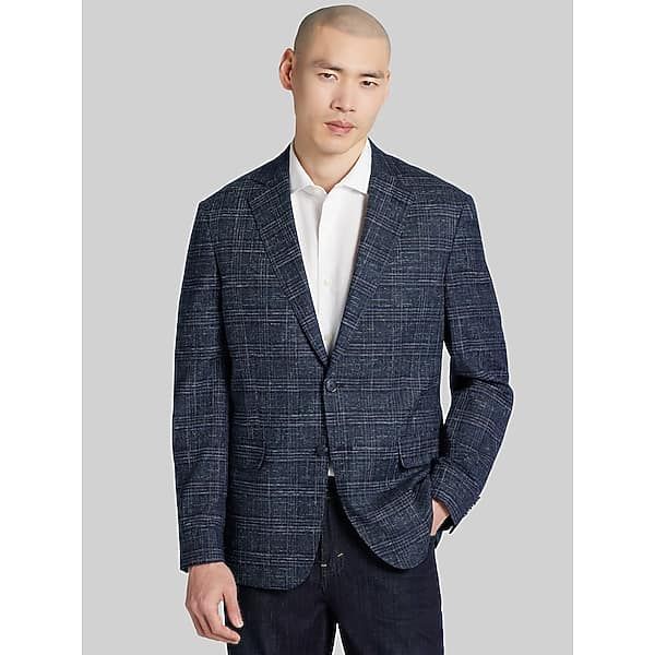 Joseph Abboud Big & Tall Men's Modern Fit Plaid Sport Coat Navy Plaid - Size: 52 Long