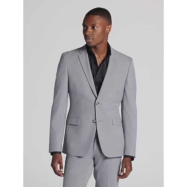 Egara Skinny Fit Men's Suit Jacket Med Gray Solid - Size: 40 Regular