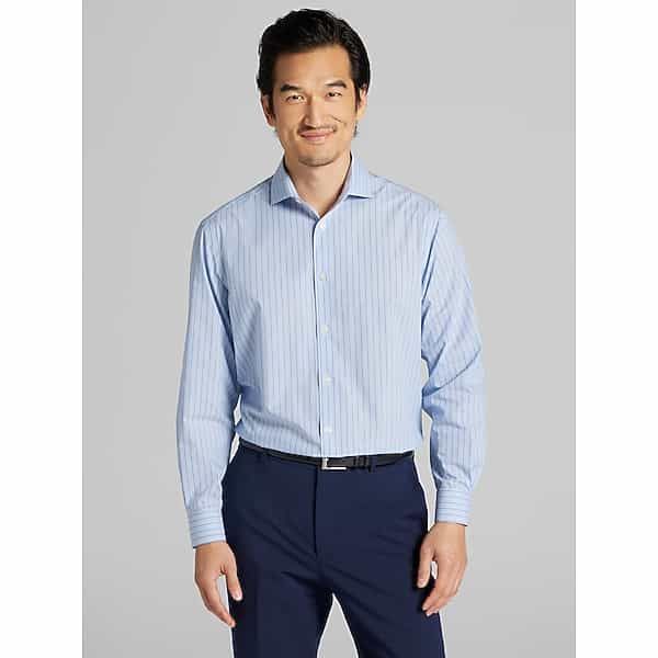 Wilke-Rodriguez Men's Modern Fit Stripe Dress Shirt Blue - Size: 15 1/2 32/33