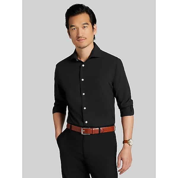 Wilke-Rodriguez Men's Modern Fit 4-Way Stretch Dress Shirt Black - Size: 14 1/2 32/33