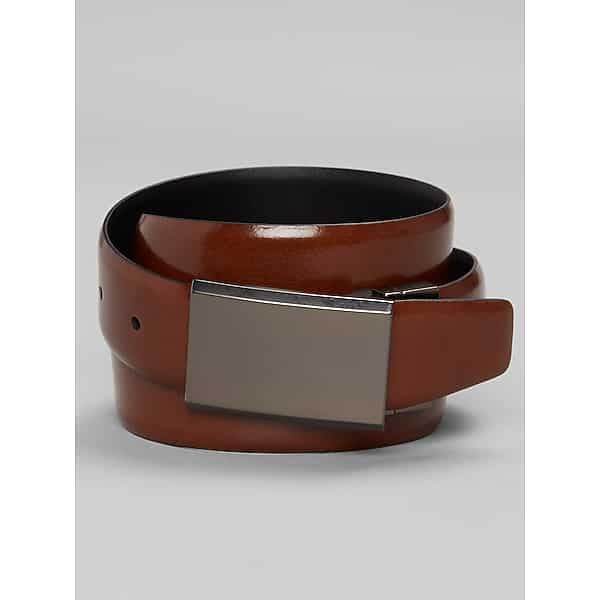 Joseph Abboud Men's Reversible Marbleized Plaque Buckle Belt Brown - Size: 30 Waist