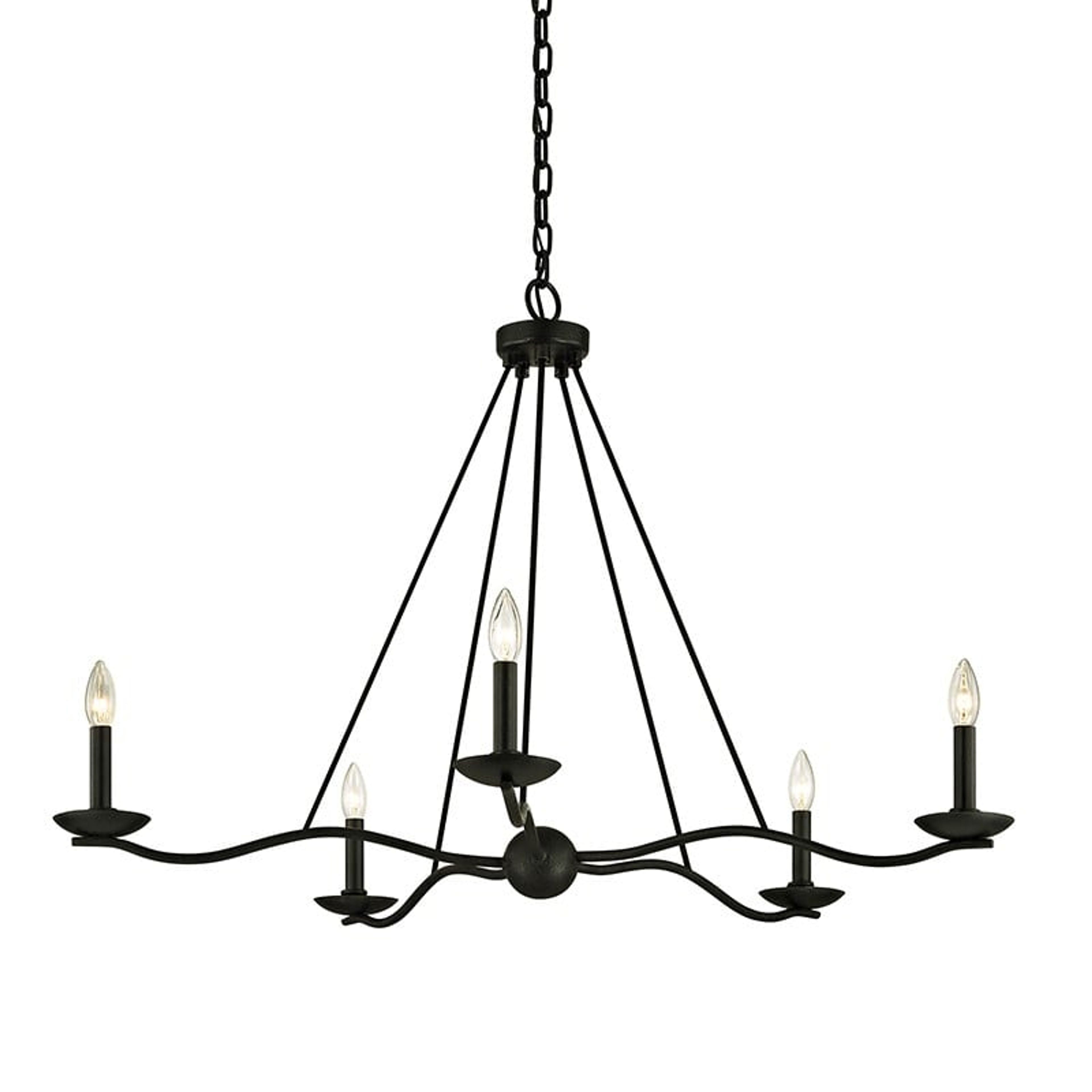 Troy Lighting Sawyer Chandelier in Forged Iron - Adjustable Dimmable Lighting
