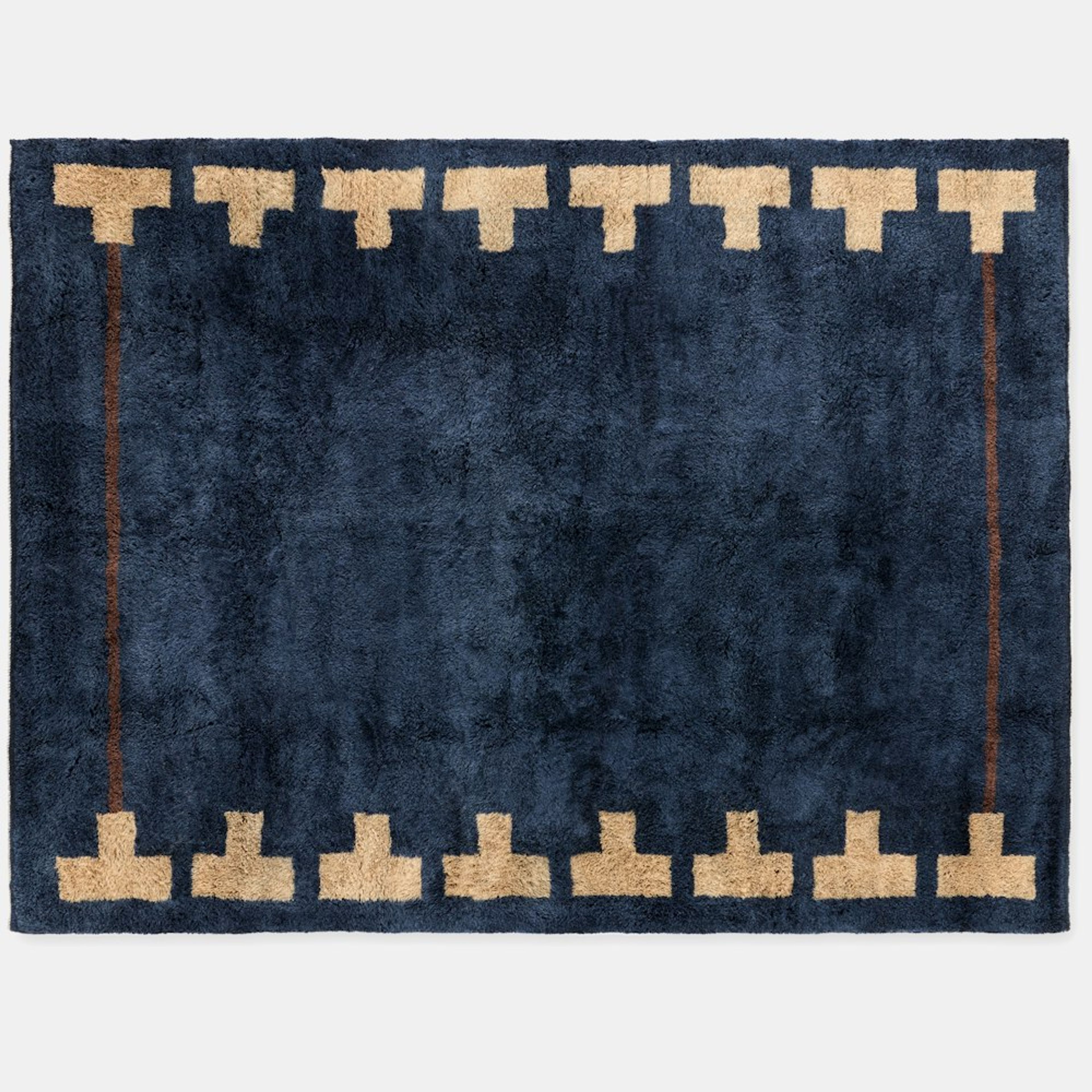 Navy Backgammon Wool Moroccan Area Rug | Design Within Reach