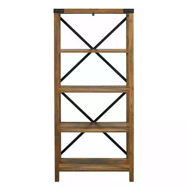 Rustic Oak Metal X Frame Back Bookshelf | Kirklands Home