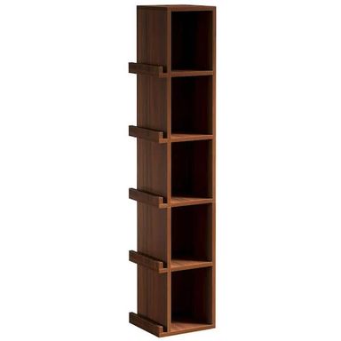 BYBLIGHT Eulas 70.9 in. Tall Cherry MDF 5-Shelf Slim Standard Bookcase with Side Storage Shelves for Home Office BB-JZ0001-XL