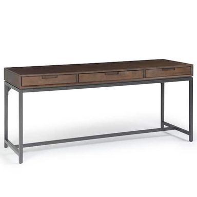 Simpli Home Banting Solid Hardwood Industrial 72 in. Wide Desk in Walnut Brown AXCBAN-09W