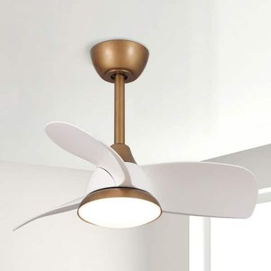 28 in. Integrated LED Brass Gold Ceiling Fan with Light and Remote Control