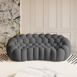 J&E Home Dark Gray Armless Curved 3-Seater Sectional Sofa, No Assembly