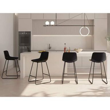 LUE BONA Faux Leather Bar Stools Metal Frame Counter Height Bar Stools(Set of 4) LB21CH0024-400 - The Home Depot