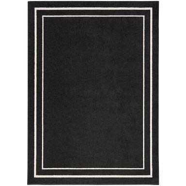 Nourison Essentials Black Ivory 4 ft. x 6 ft. Solid Contemporary Indoor/Outdoor Area Rug 137104