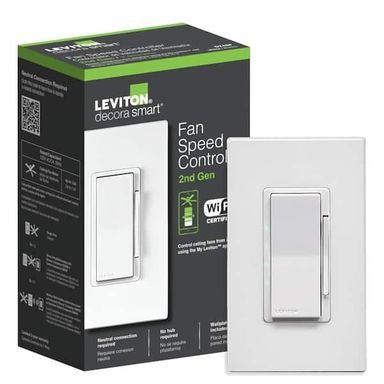 Leviton Decora Smart 2nd Gen Wi-Fi Fan Controller, White D24SF-1RW R02-D24SF-1RW