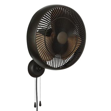 Hampton Bay Henton 18 in. 3 Speed Oscillating High Velocity Flat Bronze Indoor/Outdoor Wall Mount Fan 52411