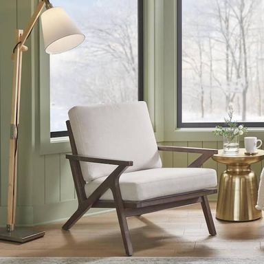 Home Decorators Collection Modern Wood Frame Upholstered Accent Chair in Biscuit Beige (28" W) KW-A3000020