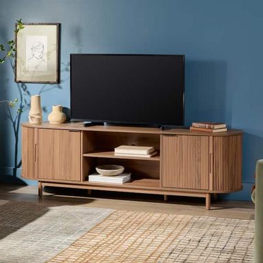 Walker Edison Furniture Company Modern Mocha 70 in. Reeded TV Stand Fits TV's up to 75 in. with Open Storage WECHL21704MO1 - The Home Depot