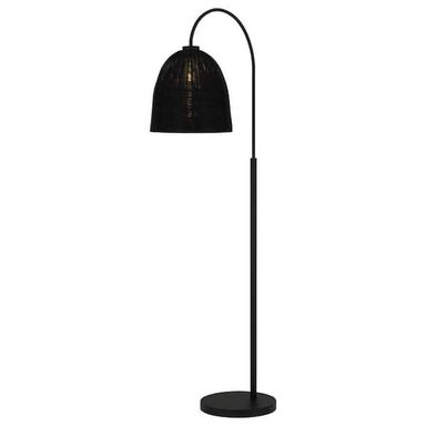 Hampton Bay Highler 61 in. Matte Black Floor Lamp with Black Rattan Shade HD5887F4