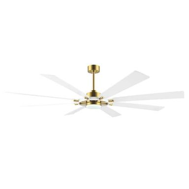 WINGBO 60 in. 8 Blades LED Indoor Gold and White Ceiling Fan with Remote WBCF-BS99-GW