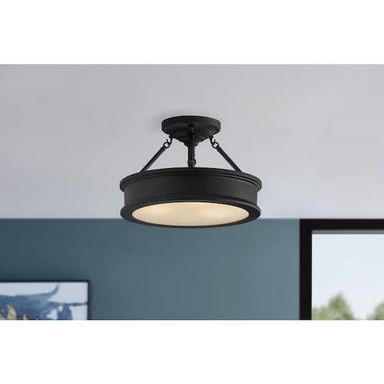 Home Decorators Collection Grafton 15 in. 3-Light Coal Semi-Flush Mount Ceiling Light 25955
