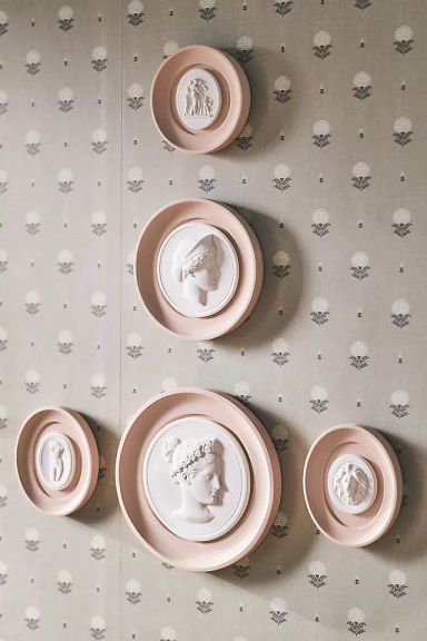 STATUETTE Hand-Cast Plaster Blush Framed Intaglio Wall Art