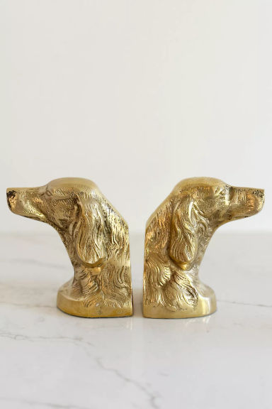 Old Flame Candle Co. Vintage Brass Retreiver Bookends | Anthropologie
