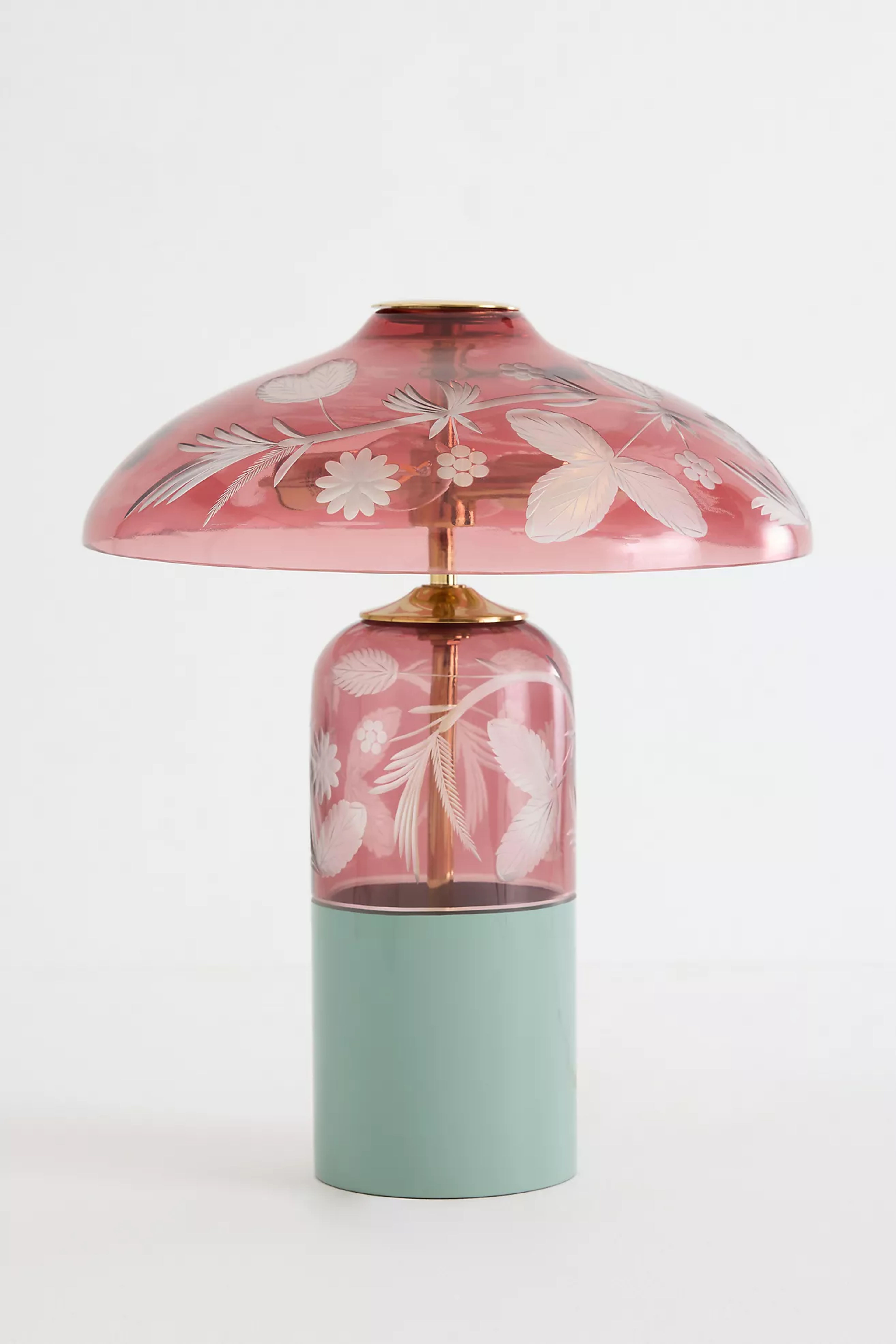 Elegant Cyndi Etched Flower Glass Table Lamp | Anthropologie