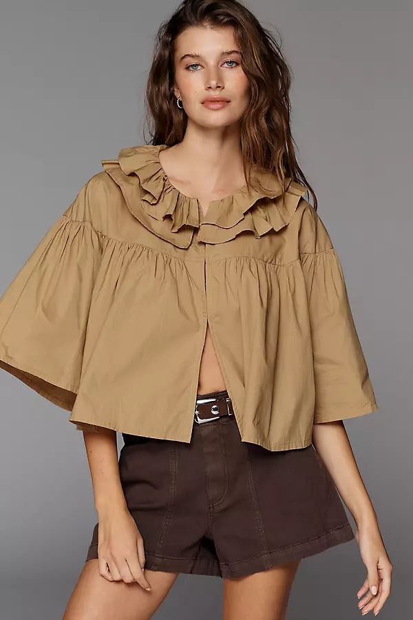 Ruffle Collar Swing Top