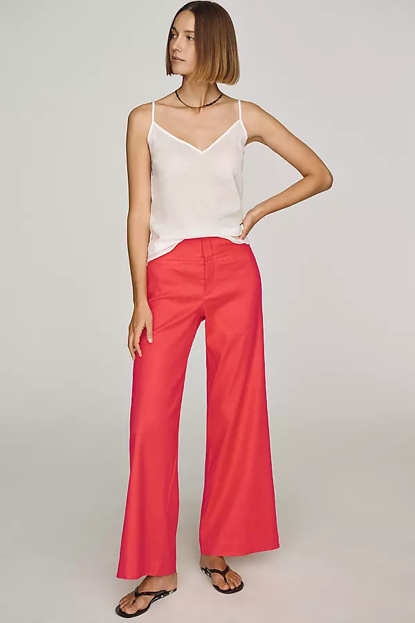 European Linen Stretch High Rise Trousers Pants