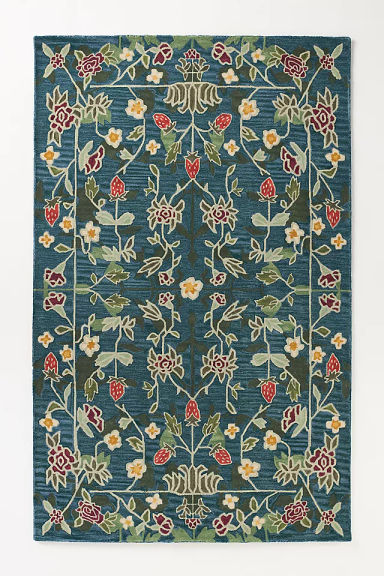 Wool Hand-Tufted Floral Strawberry Rug 