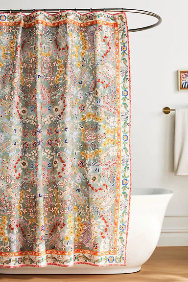 Lacey Organic Cotton Printed Shower Curtain