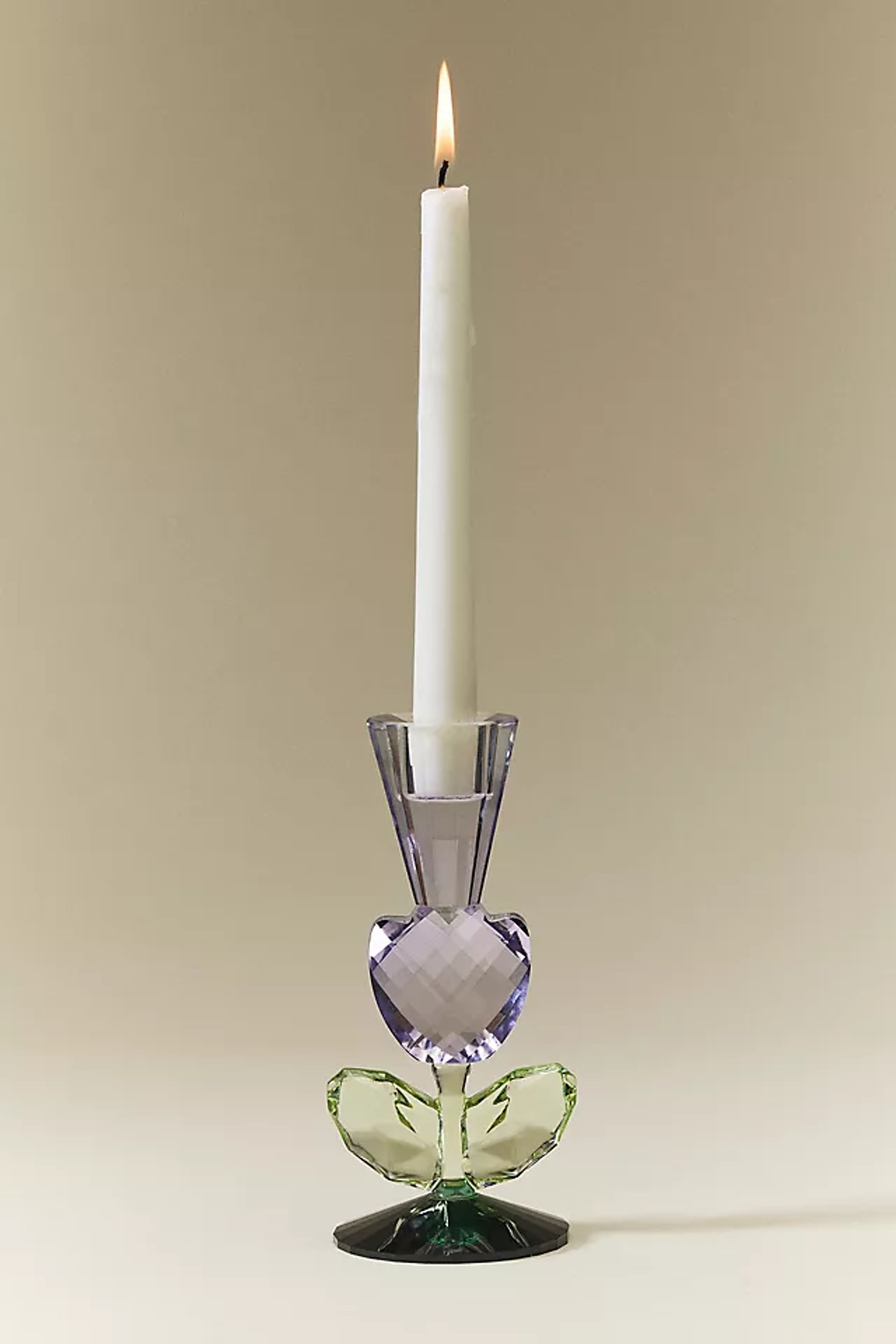 Cut Glass Figural Candle Holder | Crystal Geometric Floral