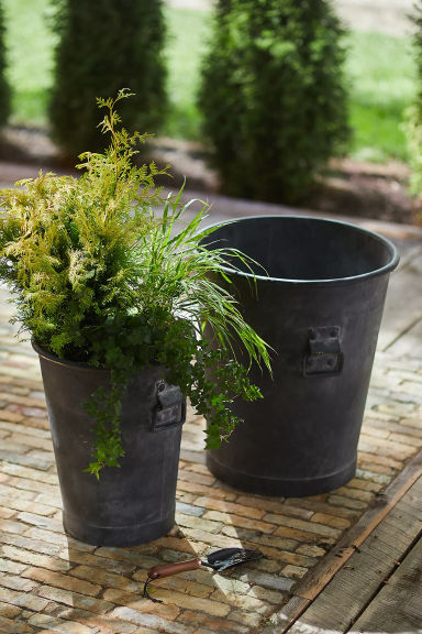 Taper Ring Handle Galvanized Planter, 22" | Terrain