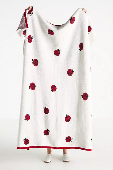 Sonnie Cotton Ladybug Knit Throw Blanket