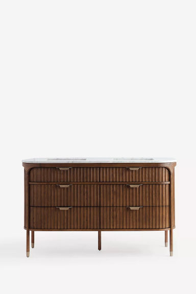 The Isla Marble-Top Fluted-Wood Double-Bathroom Vanity | AnthroHome