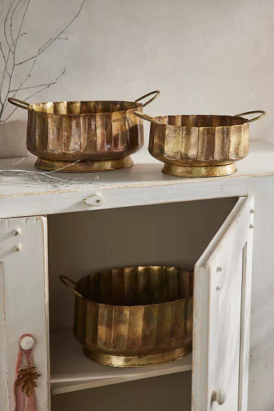 Antiqued Oval Bowls, Set of 3