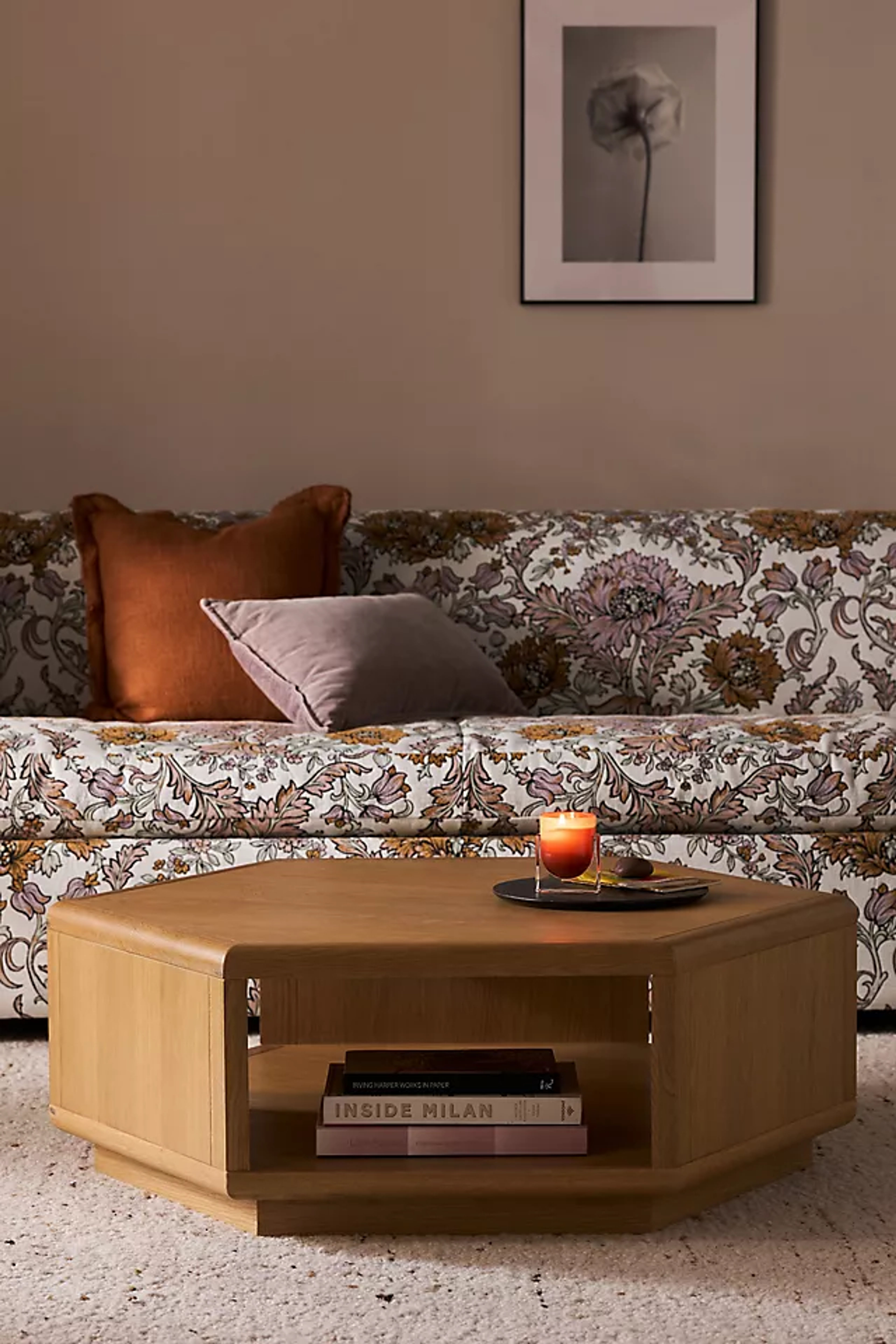 Carla Oak Coffee Table - Hexagon Design & Storage