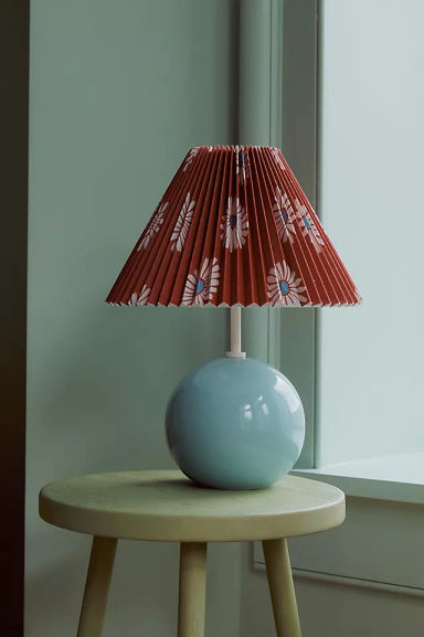 Sommer Printed Pleated Empire Shade Ceramic Table Lamp