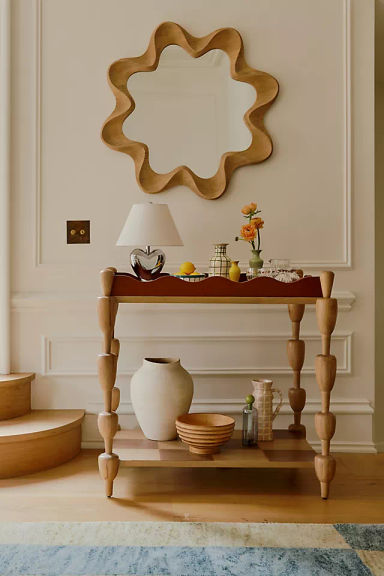 LALA Reimagined Sculptural Oak Bar Cart