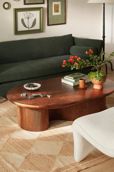 Scout Burl Wood Fluted Coffee Table
