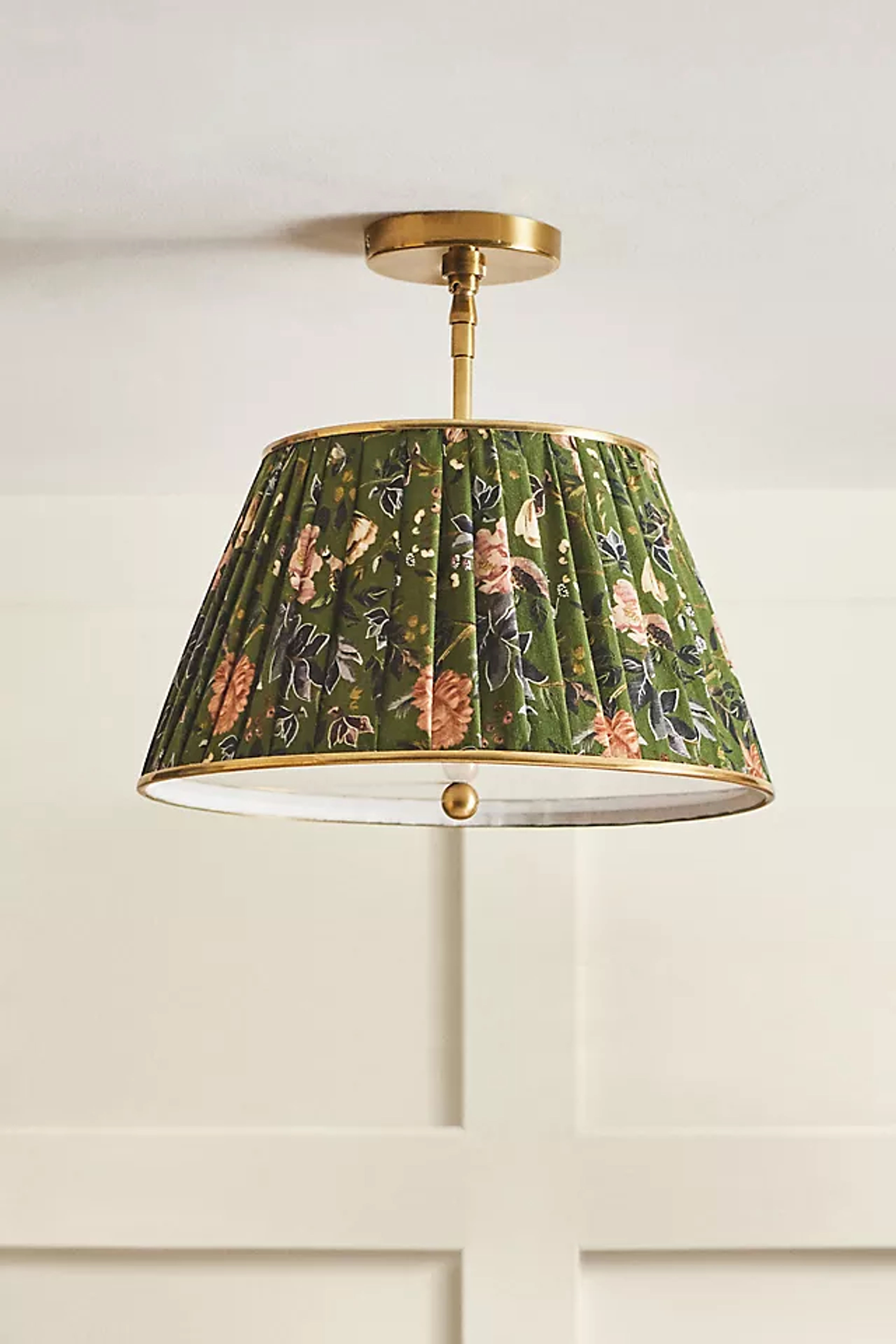 Lee Brass 16" Ruched Printed Semi-Flush Mount Light