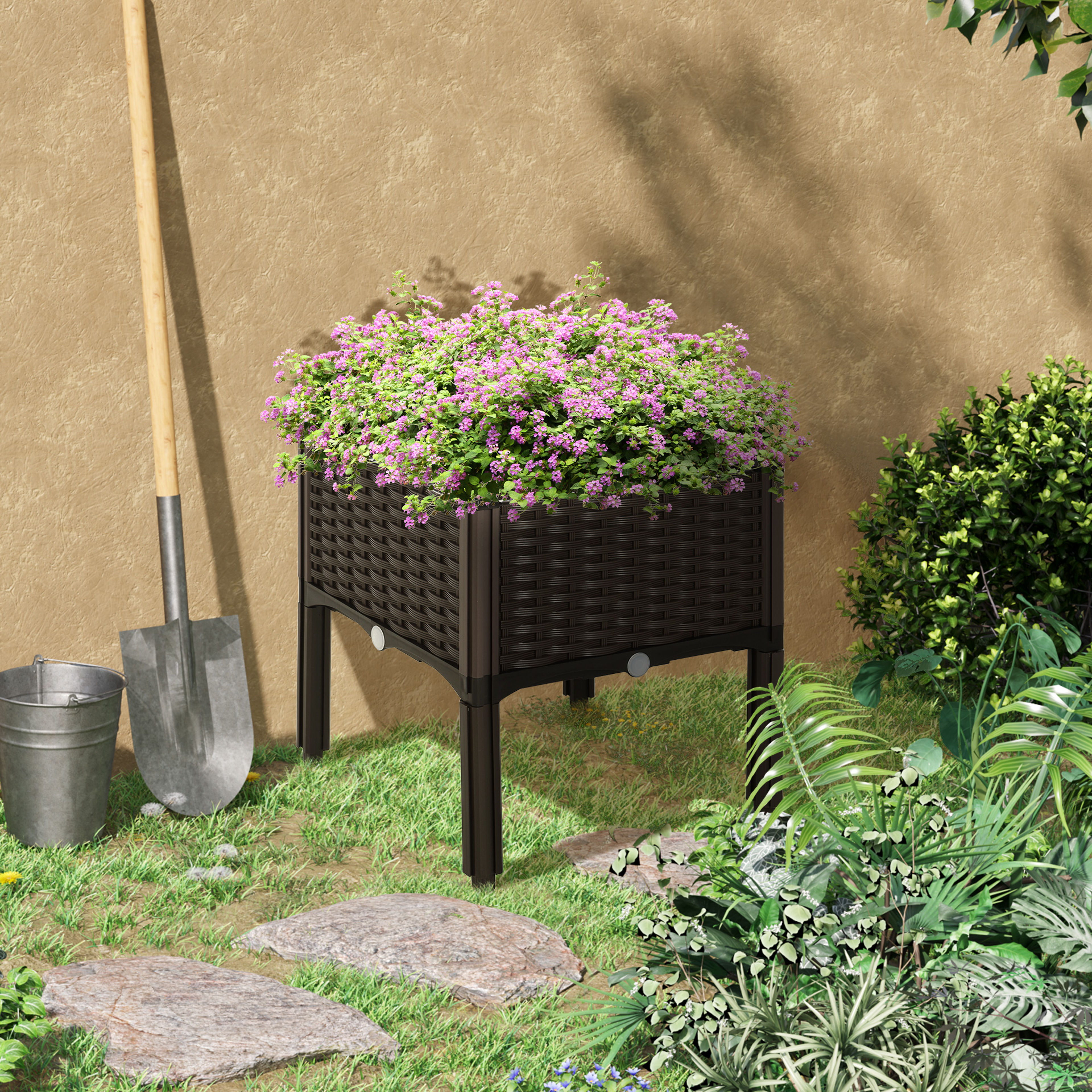 Outsunny Raised Garden Planter Box for Flowers & Veggies