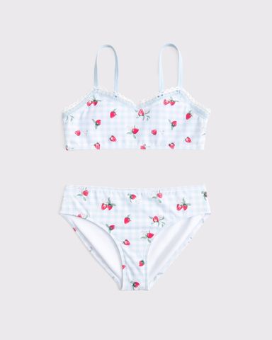 girls mixed fabric triangle two-piece swimsuit | girls swimsuits | Abercrombie.com