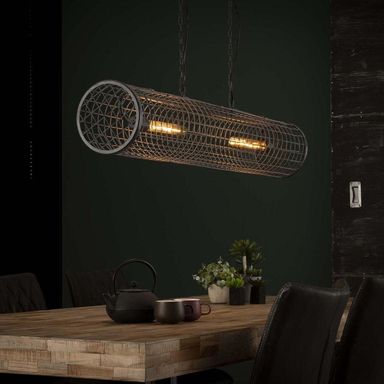 famlights | Pendelleuchte Nicolas in Nickel E27 2-flammig | RINGO-Living