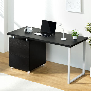 Artiss Computer Desk Drawer Cabinet Home Office Study Table Black 140cm