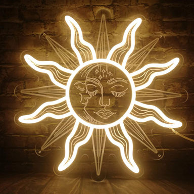 led retro burning sun moon neon 3d boho aesthetic room - Temu Australia